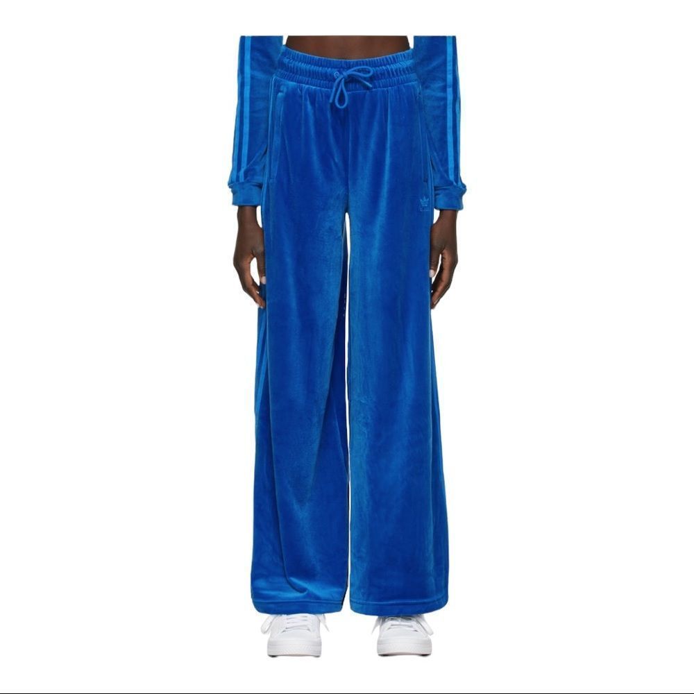 Adidas X Jeremy Scott women’s velour track pants in dark blue size S